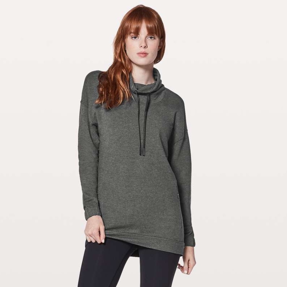 Lululemon Twisted & Tucked Long Sleeve Heathered Black Grey Shirt Top Sweater 4 - Picture 2 of 8